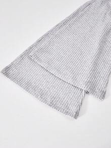 Sparklyn Tween Girl Grey Ribbed Knit Long Sleeve Jumpsuit - Grey - View 6