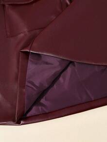 Franclia Women's Casual Fashion Street Chic PU Leather Flap Pocket Cargo Mini Skirt, Autumn