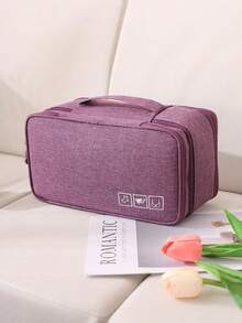 防水内衣收纳袋，带提手 - 多功能旅行收纳包，可收纳内衣、化妆品和配饰（大容量，波西米亚风） - 紫色 - 查看 7