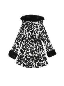 Solivie 女士秋冬加厚领羽绒服，加厚马甲仿皮草外套，女士冬季外套，奶牛纹女式冬季长款黑色保暖加厚棉质外套，动物纹豹纹外套，带内衬的女士秋季外套 - 彩色 - 查看 8