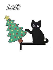 Joivida 1PC 2D Flat Christmas Door Corner Sign,Christmas Cat Door Corner Decor With Tree,Left & Right Designs Fireplace Mantel Decor Wood Frame Corner Decor, Festive Wall Accents For Indoor/Outdoor, Living Room, Bedroom, Office, 2D Flat - Multicolor - View 8