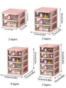 小型桌面收纳盒，带抽屉，办公桌面储物盒，名片/钢笔/铅笔/手机/文具收纳盒，化妆品收纳盒，适用于办公室、学校、家庭 - 彩色 - 查看 27