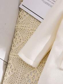 SHEIN 2件套女婴可爱羊毛无袖连衣裙和撞色彼得潘领长款开衫套装 - 黑色 - 查看 4