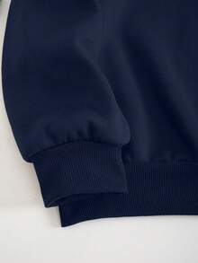 INAWLY 女士Positine Mind Vibes Life刺绣半拉链长袖抓绒卫衣，休闲百搭，适合秋冬季、返校季、新年等场合。 - 藏蓝色 - 查看 4