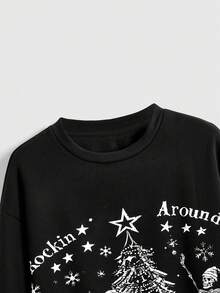 ROMWE Gothic Skull & Christmas Graphic Print Sweatshirt