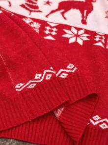 Manfinity VCAY Herren Weihnachts-Element-Muster Strickpullover, Slim Fit Rundhals Langarm Pullover, Herbst/Winter Roter Pullover Herren Weihnachts Strickpullover Herren Weihnachtspullover Männer Grafik Pullover für Herren - Rot - Übersicht 7