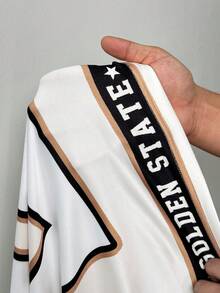 Slaydiva 2025 夏季及初秋新款休闲街头运动风日常约会音乐节圆领长袖落肩超宽松T恤 23数码标语Logo印花棕色拼接白色印花女式T恤连衣裙 - 彩色 - 查看 9