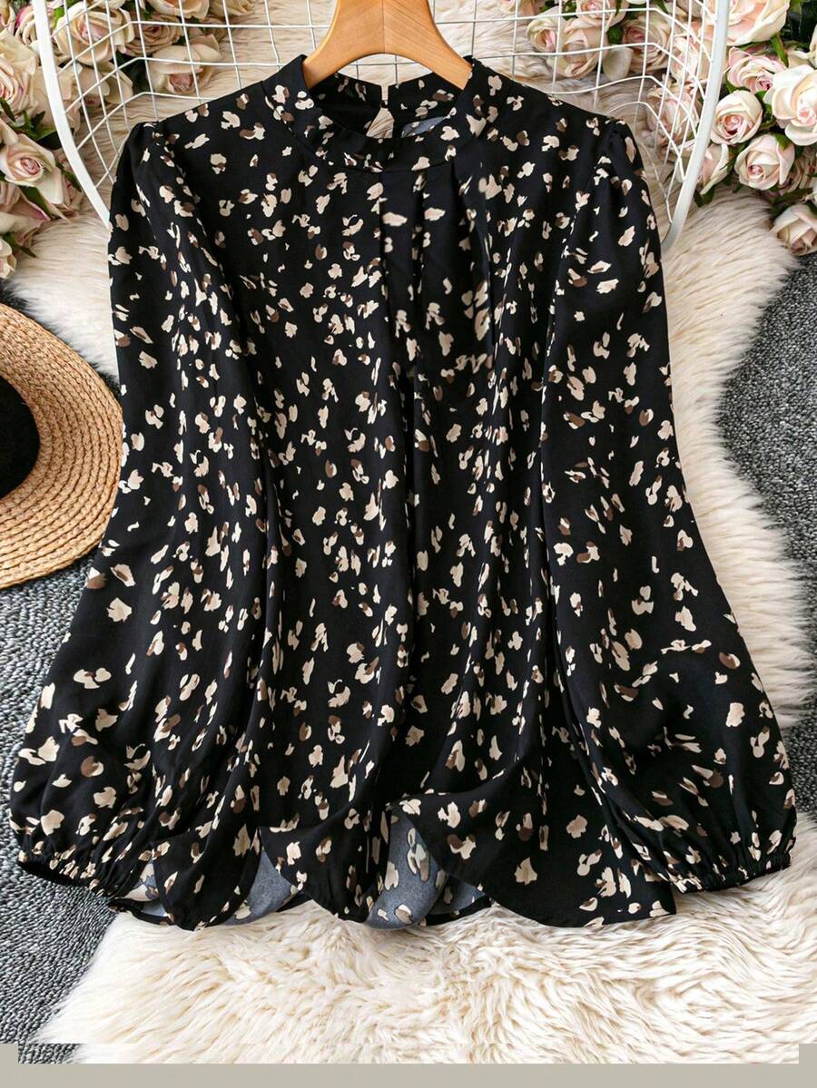 大码女式印花大码宽松编织休闲衬衫 - 彩色 - 查看 1