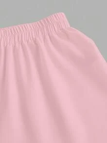 SHEIN EZwear 粉色小马印花休闲裤，女士款，适合夏季和度假穿着。 - 粉色 - 查看 8