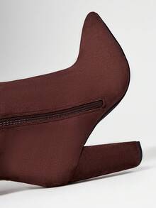 SHUZIA New Women's Chocolate Brown Faux Suede Point Toe Sexy Over The Knee Slouchy Chunky Heel Wide Calf Dance Holiday Party Fall Winter Boots - Chocolate Brown - View 6