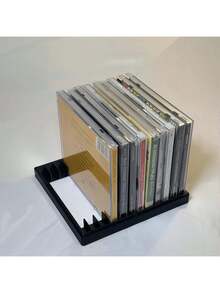 Retro Style 3D Printed CD/DVD Storage Rack - Holds 12 Discs, Fashionable Black Plastic Storage Box For Desktops, Suitable For Music And Game Disc Collection, Music CD Rack | CD Display Rack, CD Album Storage, CD Storage Box, Shelf Divider, CD Disc Organizer