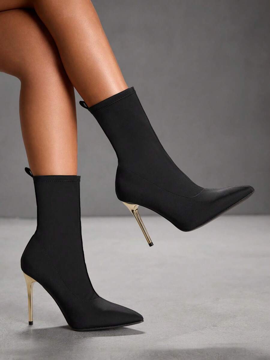 CUCCOO SZL 女式修身细高跟靴 - 黑色 - 查看 1