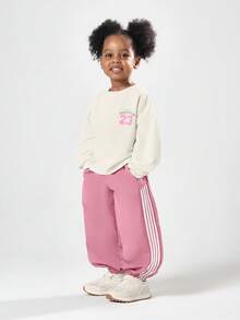 SUMWON Girls Athletic Club Number 23 Sweatshirt Pants Co-Ord Set Long Sleeve Crew Neck Casual Wear Vacation - Pink - View 2
