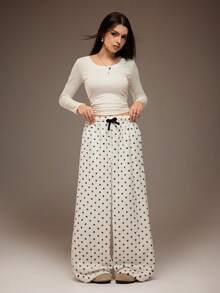 Quần ống rộng chấm bi có dây rút cho bé gái tuổi teen - Nhiều màu - Xem 6