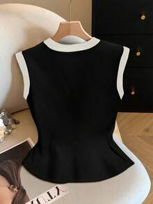 GlowEve Women's Casual Summer Button Front Cap Sleeves T-Shirt - Black - View 2