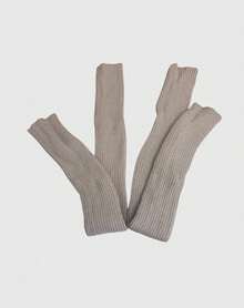 ROMWE Grunge Punk 1 双女士四季通用纯黑色竖条纹 90 厘米针织加长腿套 - 淡灰色 - 查看 6