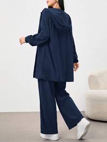 Modelyn Set 2 piese kaki pentru femei, cămașă cu glugă și pantaloni, casual, de zi cu zi, toamnă/iarnă, set 2 piese