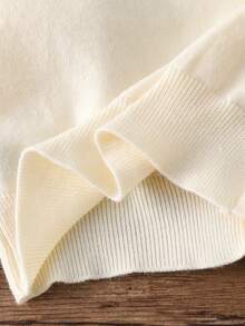 طقم كنزة صوفية للفتيات المراهقات، كنزة صوفية بياقة مستديرة وأزرار وأكمام طويلة مع فيونكة يدوية الصنع + تنورة قصيرة منسدلة بنفس اللون، فضفاضة، ناعمة ومريحة، مناسبة للربيع/الخريف، الاستخدام اليومي، الخارج، السفر، العطلات، المنزل، وألعاب الأطفال - أبيض - مشاهدة 8