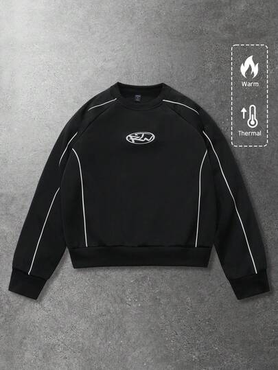 Sweat-shirt à imprimé graphique unisexe, style de rue décontracté, Sweat-shirt court pour l'automne/l'hiver