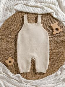 Loomiva 新生儿男/女宝宝卡通熊印花围兜裤套装 - 杏色 - 查看 2