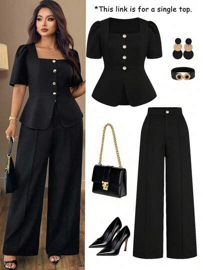 Auvina Blusa minimalista elegante y casual para mujer de talla grande