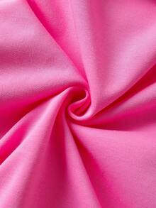 THE POWERPUFF GIRLS X SHEIN 2pcs/Set Young Girl Cute Cartoon Pattern Round Neck Drop Shoulder Long Sleeve Pink Sweatshirt And Black Flared Knit Casual Pants, Daily Wear - Pink - View 5