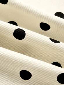 SHEIN MOD Women's Polka Dot Print Casual Jeans, Cute High Waisted Wide Leg Loose Jeans, Winter Christmas New Year Thanksgiving Graduation Chic Jeans - White - View 5