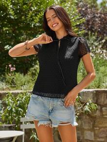 KARISMINA 女士系领短泡泡袖时尚衬衫