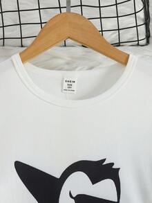 2pcs Toddler Boys' Long Sleeve Top And Pants Pajama Set Penguin Print Pajama Cute Pj Set - Black and White - View 3