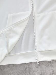 PAVTROS 男童字母印花插肩袖拉链休闲卫衣，秋冬季 - 白色 - 查看 10