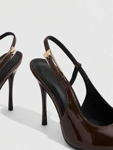 CUCCOO SZL Women's Fashion Backless Stiletto High Heel Pumps, Suitable For Commuting, Dating, Party, Vacation And Other Occasions For Christmas Spring Shoes - Rust Brown - View 3