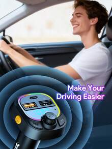 Teckwe Bộ chuyển đổi Bluetooth USB C cho ô tô, Bộ phát sóng FM không dây AUX, Bộ sạc nhanh PD 15W, Gọi điện thoại rảnh tay & Bộ thu âm thanh, Máy nghe nhạc MP3, Bộ sạc USB QC3.0 & Type-C PD, Đèn nền LED nhiều màu, Hỗ trợ thẻ TF, Bật lửa sạc nhanh, Phụ kiện ô tô, Đồ dùng siêu thiết thực cho ô tô - màu đen - Xem 3