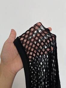 Whyspr Plus Size Women Sexy Hollow Out Leggings - Black - View 7