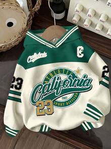 加州男童休闲宽松舒适日常针织长袖卫衣，适合秋冬季穿着 - 彩色 - 查看 2