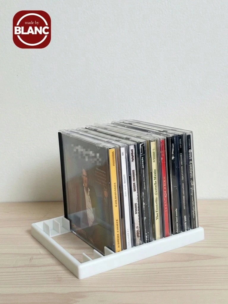 Retro Style 3D Printed CD/DVD Storage Rack - Holds 12 Discs, Fashionable Black Plastic Storage Box For Desktops, Suitable For Music And Game Disc Collection, Music CD Rack | CD Display Rack, CD Album Storage, CD Storage Box, Shelf Divider, CD Disc Organizer