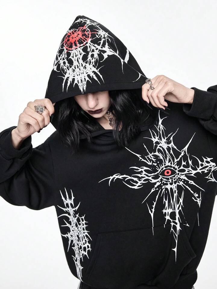 Our Gothic Style Thorn & Eye Print Women's Thermal Lined