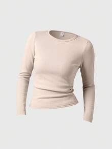 SHEIN Girlism Áo nỉ cổ tròn trơn màu cơ bản dành cho bé gái tuổi teen (Đen, Trắng, Xám) - Nhiều màu - Xem 6