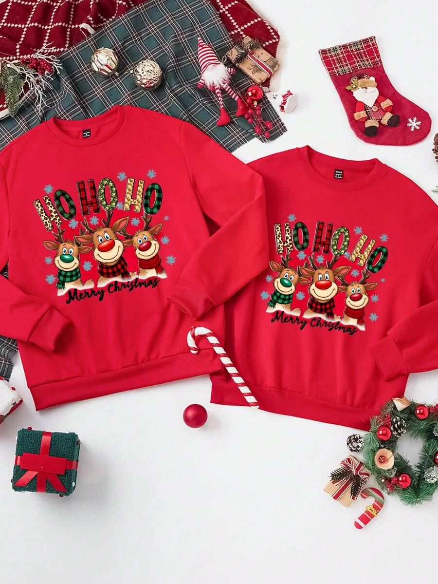 Manfinity Homme Hanorac de Crăciun pentru bărbați, mărime standard, cu model drăguț de ren, cu umeri căzuți, potrivit pentru întâlniri în cuplu, reuniuni în familie, ieșiri de Crăciun, cadou pentru iubit