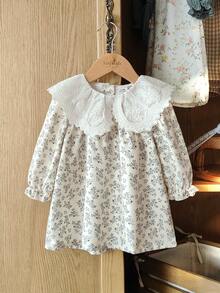Vintaside Kids 1 chiếc váy dài tay dáng rộng thêu hoa cổ tròn cho bé gái, thanh lịch, ngọt ngào, đa năng, thích hợp mặc thường ngày, dự tiệc, đi học, mùa thu - Nhiều màu - Xem 5