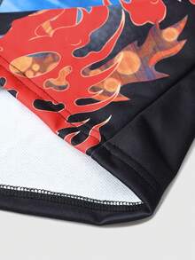 ROMWE MEN Street Life Men's Fashionable Printed Crew Neck Long Sleeve Pullover Sweatshirt - Black - View 8