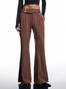 LYSMO 2025 极简主义冬季女装系列，大胆前卫的条纹阔腿裤，适合通勤、冬季女装、圣诞节、新年、感恩节、沙滩裤、毕业季、返校季、时尚女裤、休闲装和职场装等场合。 - 咖啡棕 - 查看 6