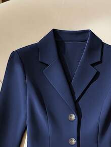 Franclia Women's Fashionable Elegant Ruffle Trim Cardigan Jacket - Navy Blue - View 3