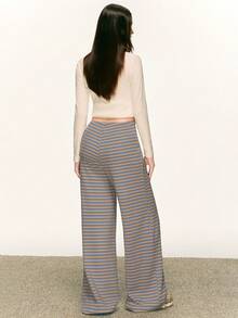 Rina Fox 女士五角星印花抽绳腰条纹舒适裤 - 霧霾藍 - 查看 2