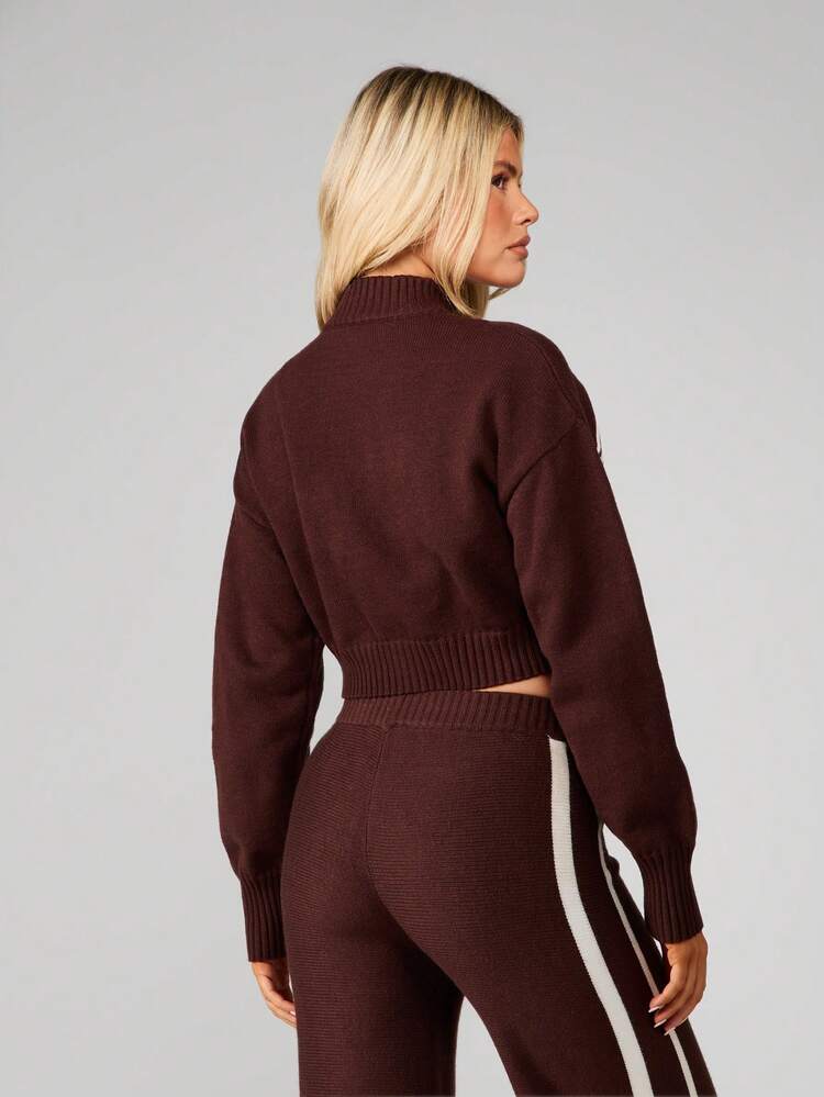 MISSGUIDED Fitted Zip Through Cardigan With Jacquard Stripe Detail Ribbed Knit Winter Sweater