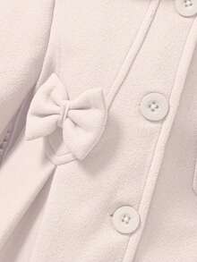 SHEIN Elladie kids 年轻女孩通勤休闲可爱蝴蝶结大衣 - 贝雷帽 - 米色 - 查看 5