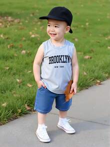 男童休闲字母印花背心 - 彩色 - 查看 3