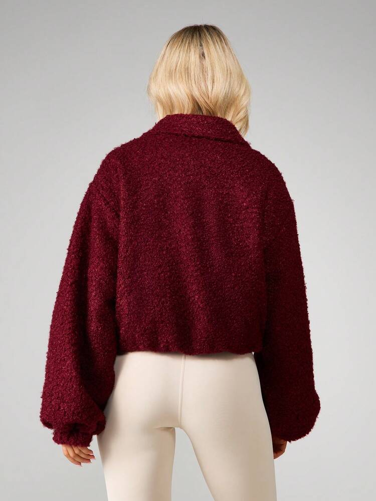 MISSGUIDED リブ襟&カフス オーバーサイズ ウール調 ボンバージャケット 秋冬アウター クリスマス