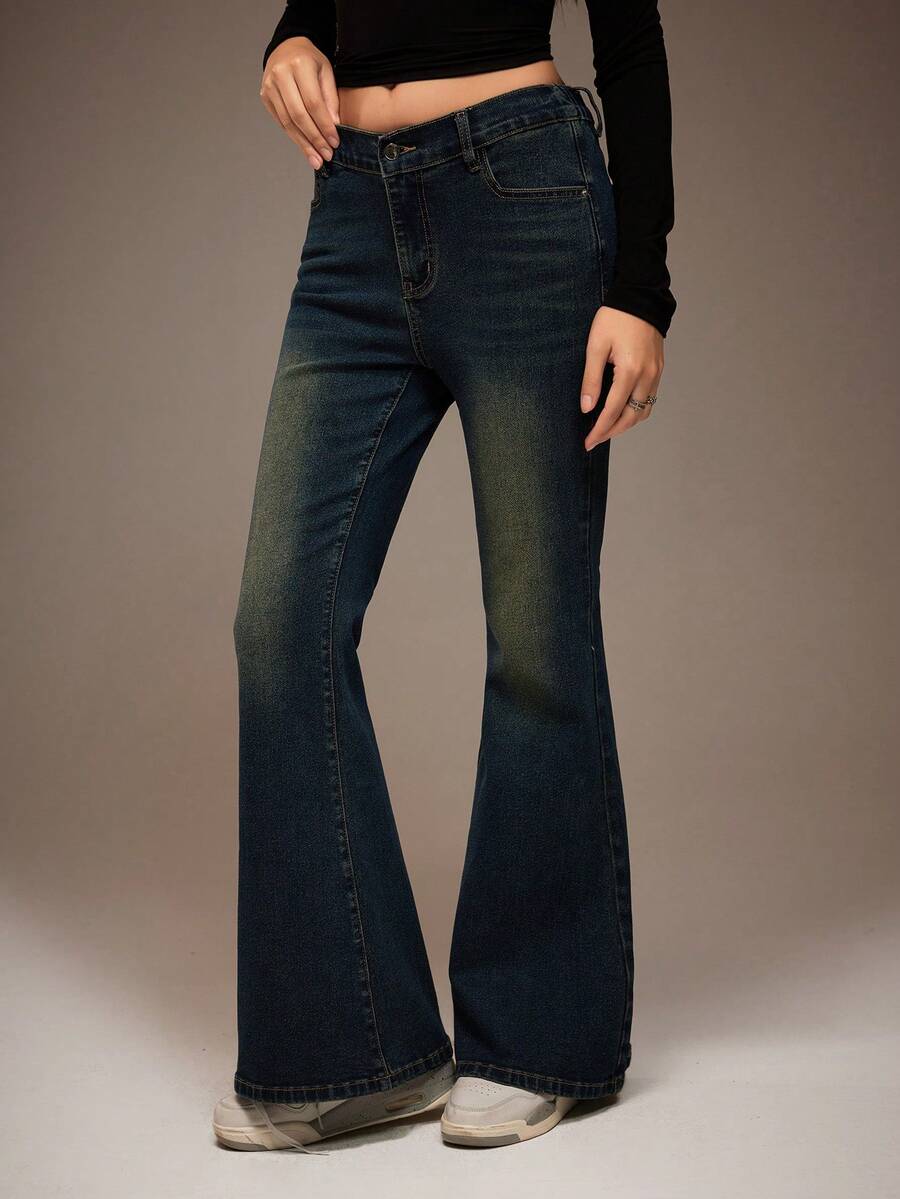 Teen GirlLow Waist Skinny Flare Jeans - Blue - View 1