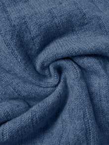 Selianne Top de manga larga ajustado con hombros descubiertos y cuello estilo americano sexy, diseño exclusivo de alta gama, adecuado para otoño/invierno - Dark Blue - Ver 7