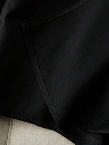 Franclia 休闲时尚通勤百搭黑色单肩褶皱长袖上衣搭配卡其色短裤/半裙（含腰带），女士两件套套装，适合春秋季穿着 - 棕色 - 查看 5